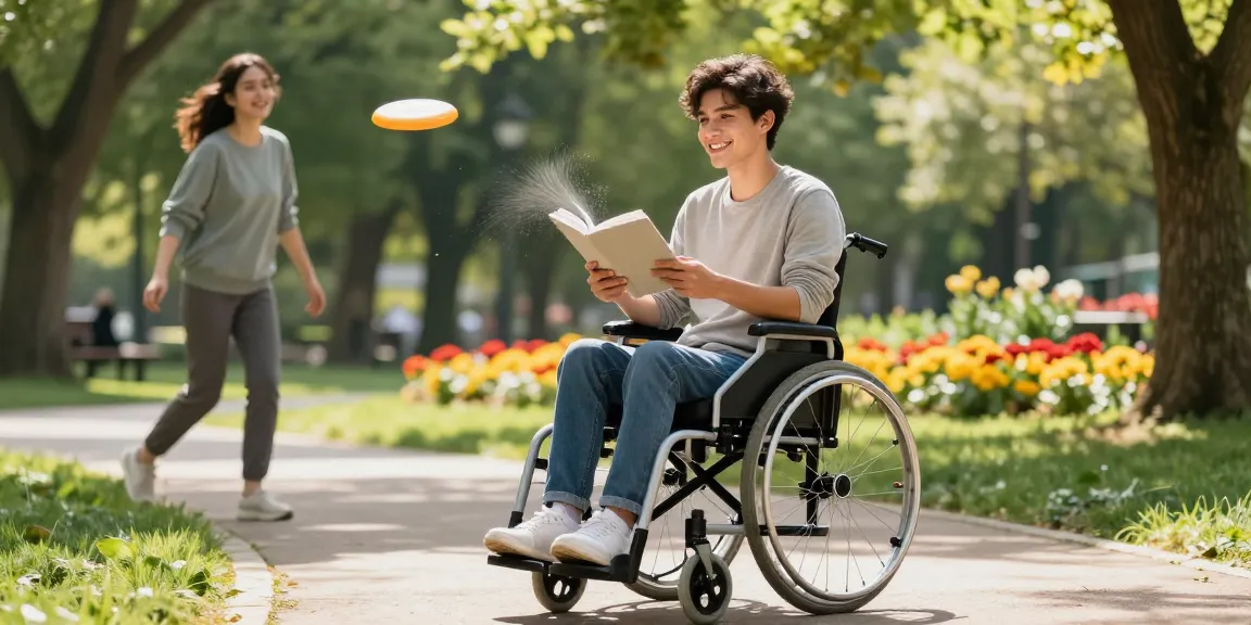 Wheelchairs providing mobility freedom for outdoor activities in a vibrant park.