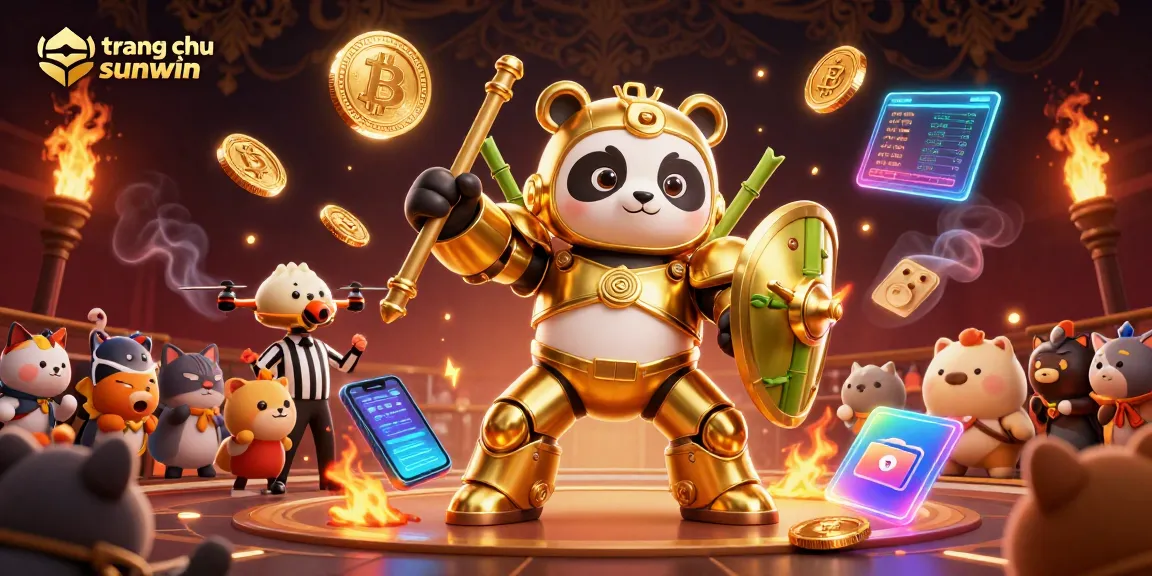Engage in thrilling gaming at trang chủ sunwin, with 3D panda robot and crypto elements enhancing casino excitement.
